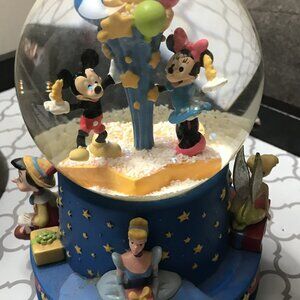 WALT DISNEY MICKEY MINNIE 100TH YEAR MUSICAL SNOW GLOBE.  In good used condition